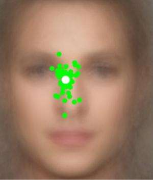 To get the best look at a person's face, look just below the eyes, according to UCSB researchers