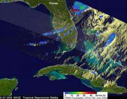 NASA's TRMM Satellite measures Debby's drenching Florida rains