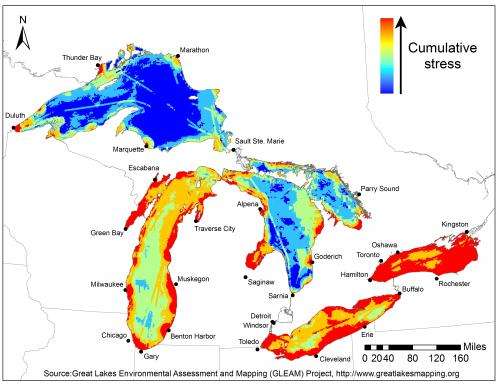 Environmental threat map highlights Great Lakes restoration challenges