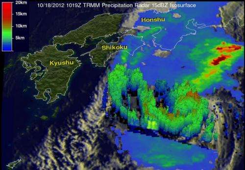 NASA's TRMM satellite sees very heavy rains in fading Tropical Storm Prapiroon