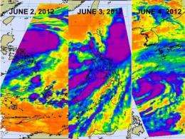 NASA satellites see changes in weakening Typhoon Mawar