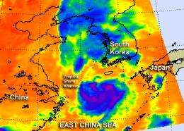 NASA sees Tropical Storm Khanun weakening for South Korea landfall