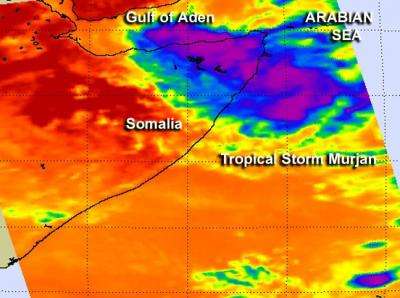 NASA saw Tropical Storm Murjan making landfall on the Horn of Africa