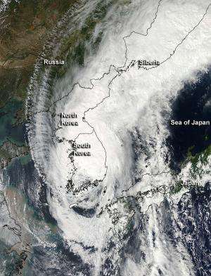 NASA sees powerful Typhoon Sanba make landfall