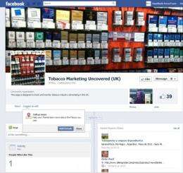 Researchers launch Facebook site to monitor tobacco industry tactics