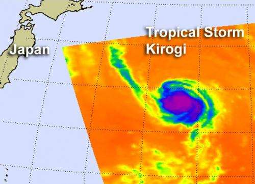 NASA sees Tropical Storm Kirogi headed for cooler waters