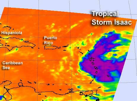 NASA sees Tropical Storm Isaac and Tropical Depression 10 racing in Atlantic
