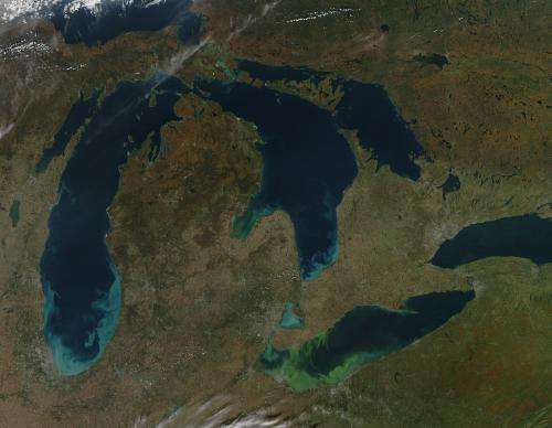 Climate change, algal blooms and 'dead zones' in the Great Lakes