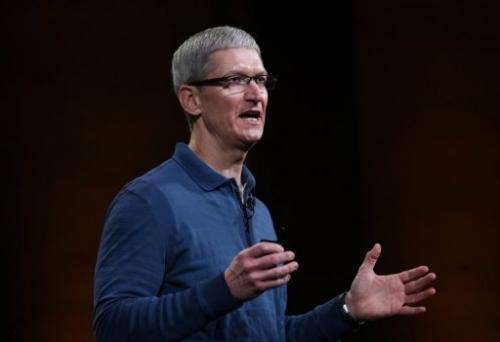 Apple Chief Executive Tim Cook speaks during a special event at the California Theatre in San Jose on October 23, 2012
