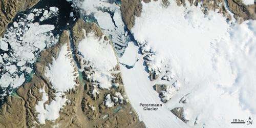 More ice breaks off of Petermann Glacier