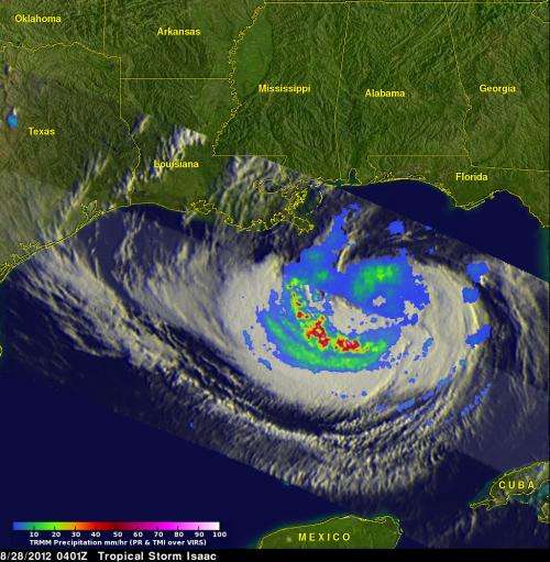NASA sees Hurricane Isaac affecting the Northern Gulf Coast