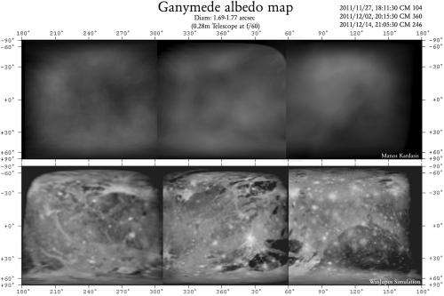 The surface of Ganymede in pictures taken by amateur astronomer