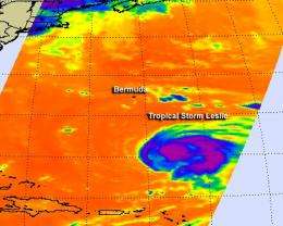 NASA sees Tropical Storm Leslie was causing a problem for itself