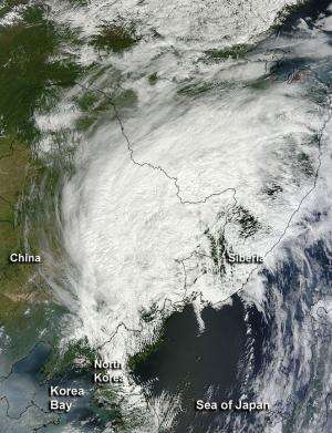 NASA satellite sees remnants of Tropical Storm Bolaven racing over China and Russia