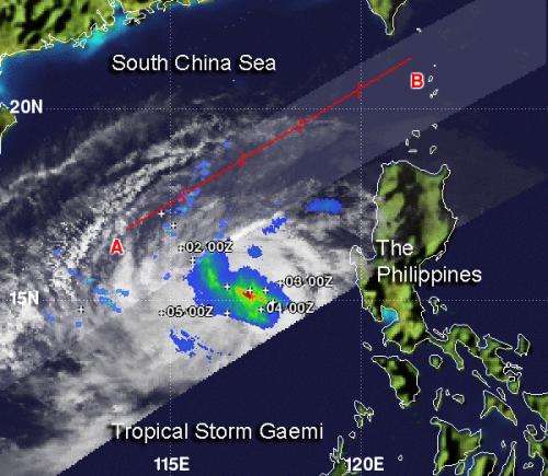 NASA sees Tropical Storm Gaemi's heaviest rainfall around center