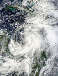 NASA sees Tropical Storm Sandy approaching Jamaica