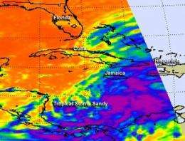 NASA sees Tropical Storm Sandy approaching Jamaica