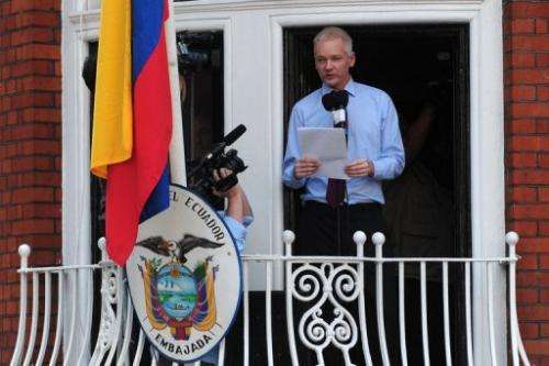 WikiLeaks founder Julian Assange is pictured at the Ecuadoran embassy in London in August where he has sought assylum