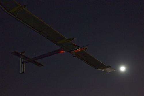 Solar-powered plane lands in Morocco