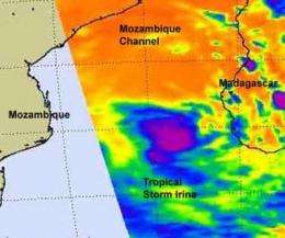 NASA sees tropical storm Irina hit by wind shear, headed for Mozambique
