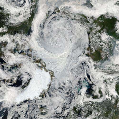 Summer storm spins over Arctic