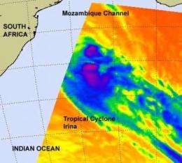 NASA sees Tropical Cyclone Irina still looping at sea