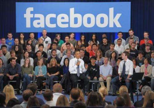 US President Barack Obama participates in a town hall meeting at Facebook headquarters in 2011