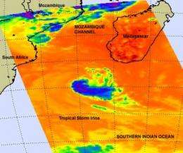 NASA sees Tropical Storm Irina heading back toward African mainland