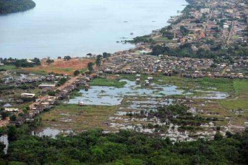 Aerial of an area in Altamira, Para state, Brazil, that will be flooded by the Belo Monte hydroelectric plant
