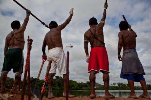 Amazonic natives protest the Belo Monte Dam project