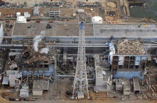 An Air Photo Service picture from March 20, 2011 shows the Fukushima power plant's number three (left) and four reactors