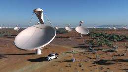 An artist impression released by the SPDO shows dishes of the future Square Kilometre Array radio telescope