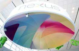 A Nexus display hangs at Google's Developers Conference in San Francisco, California, in June