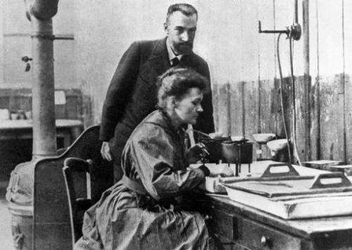 An undated picture showing Marie Curie-Skolodowska with Pierre Curie