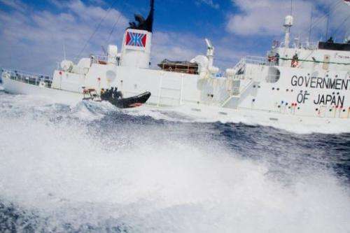 A Sea Shepherd vessel approaches the Japanese whaling vessel Shonan Maru #2