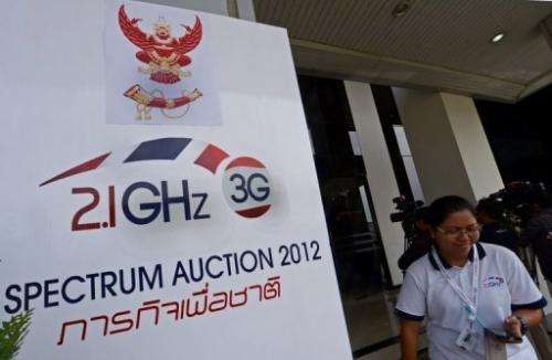 A sign for the 3G Spectrum Auction in Bangkok