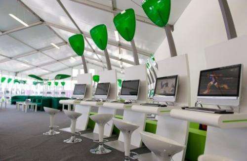 A sponsored area where athletes can use computers and laptops in the London 2012 Olympic Athletes Village