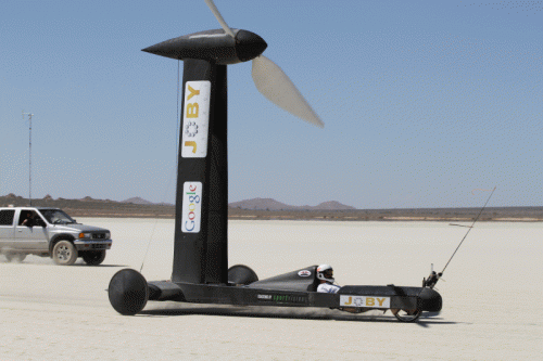 Blackbird cart runs with wind only twice as fast