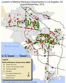 Charting locations of marijuana dispensaries in L.A.