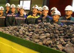 Chunks of uncut diamonds at a diamond mine in Siberia in 2009