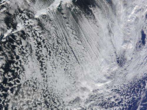 Cloud streets off of the Aleutian Islands