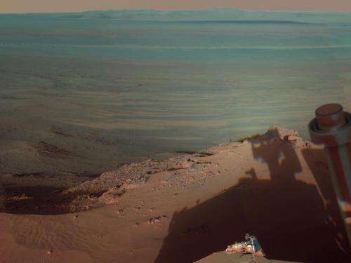 Dark shadows on Mars: Scene from durable NASA Rover			