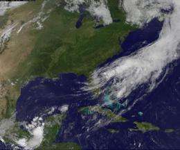 Debby now exiting Florida's east coast, disorganized on satellite imagery