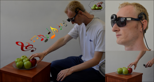 Device converting images into music helps individuals without vision reach for objects in space