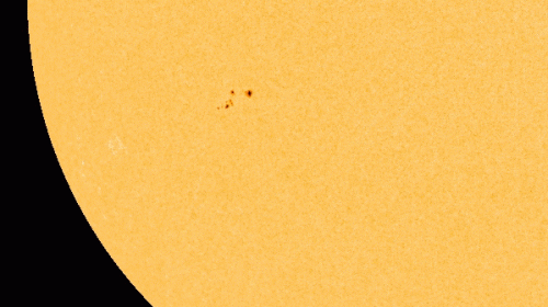Earth-facing sunspot doubles in size