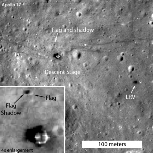 Flags still standing at several Apollo landing sites on the moon