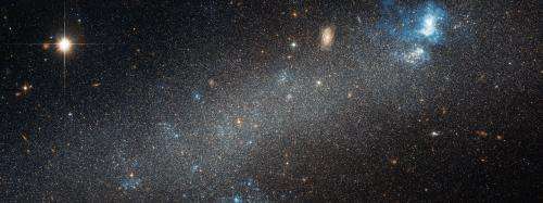 Hubble observes a dwarf galaxy with a bright nebula