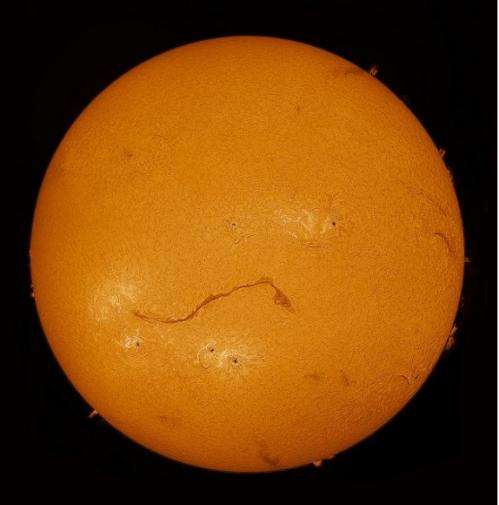 Huge solar filament stretches across the Sun