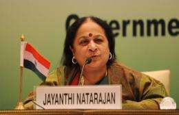 Indian Minister of Environment and Forests Jayanthi Natarajan