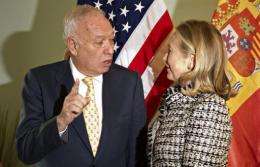 Jose Manuel Garcia-Margallo (L) spoke with Hillary Clinton about the remediation this week
